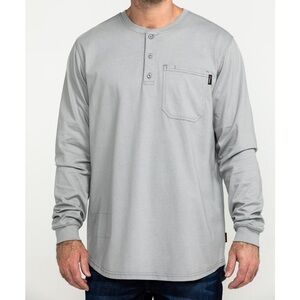 HAWX Men’s FR Pocket Henley Long Sleeve Work Shirt Grey Size: Large